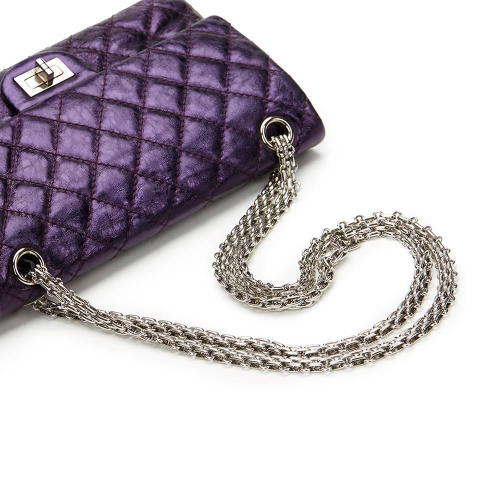 Black 2007 Chanel Violet Metallic Aged Calfskin 2.55 Reissue 225 Double Flap Bag