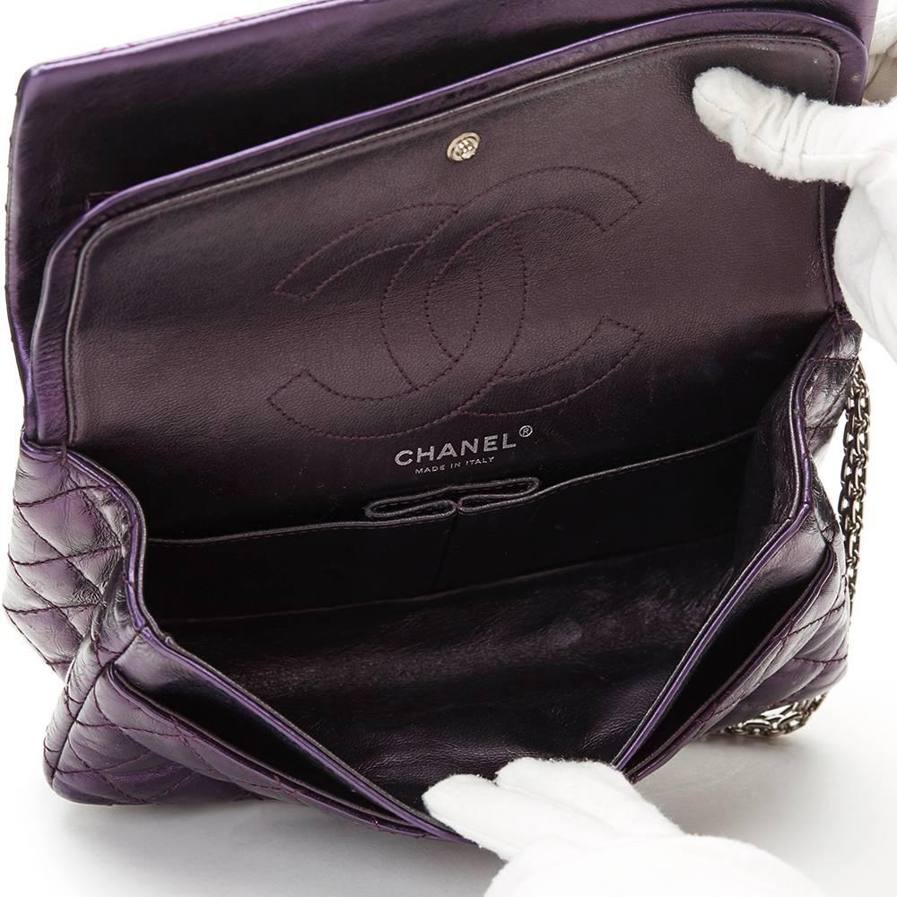 Women's 2007 Chanel Violet Metallic Aged Calfskin 2.55 Reissue 225 Double Flap Bag