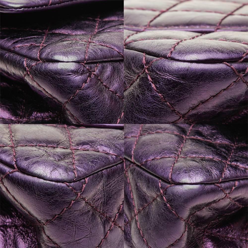 2007 Chanel Violet Metallic Aged Calfskin 2.55 Reissue 225 Double Flap Bag 2