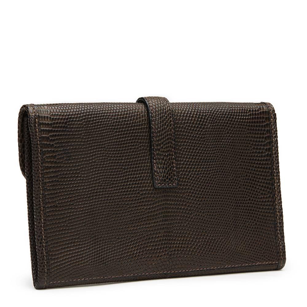 Women's 2007 Hermes Ebene Lizard Mini Jige Clutch