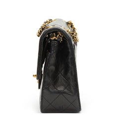 1990s Chanel Black Quilted Lambskin Vintage Small Classic Double Flap Bag