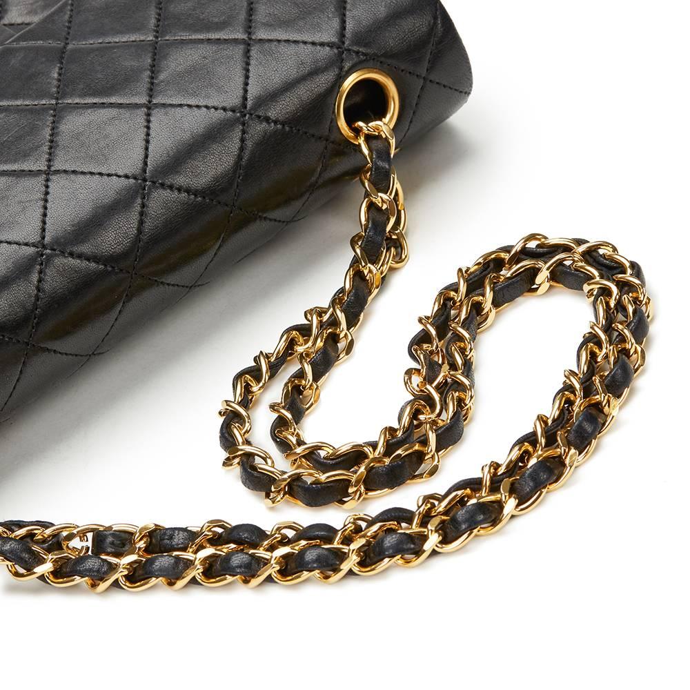 1990s Chanel Black Quilted Lambskin Vintage Small Classic Double Flap Bag 3