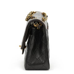 1990s Chanel Black Quilted Lambskin Vintage Small Classic Double Flap Bag