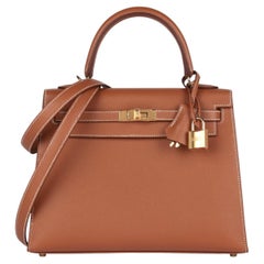 Hermès Gold Veau Madame Leather Kelly 25cm Sellier