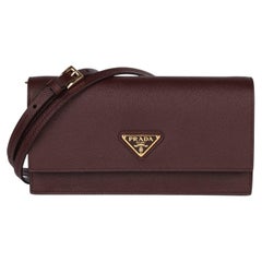 Prada Burgundy Saffiano Leather Mini Pouch