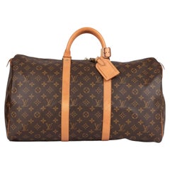 Louis Vuitton Brown Monogram Coated Canvas & Vachetta Leather Vintage Keepall 50