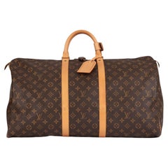 Louis Vuitton Brown Monogram Coated Canvas & Vachetta Leather Vintage Keepall 55