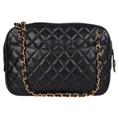 Chanel 1985 Black Quilted Lambskin Leather Vintage Small Timeless Camera Bag