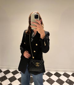 Chanel 1986 Black Quilted Lambskin Leather Vintage Envelope Mini XL Flap Bag