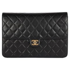 Chanel 1996 Black Quilted Lambskin Vintage Medium Classic Single Flap Bag