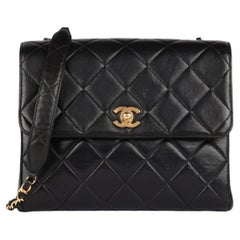 Chanel 1995 Black Quilted Lambskin Vintage Small Classic Single Flap Bag