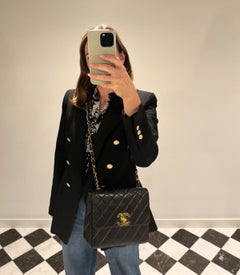 Chanel 1995 Black Quilted Lambskin Vintage Medium XL Classic Single Flap Bag