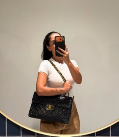 Chanel 1995 Black Quilted Lambskin Vintage Maxi Jumbo XL Classic Single Flap Bag