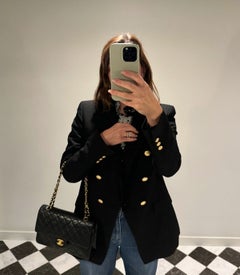 Chanel 1985 Black Quilted Lambskin Vintage Medium Classic Double Flap Bag