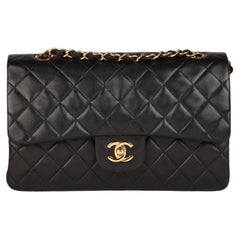 Chanel 1998 Black Quilted Lambskin Vintage Medium Classic Double Flap Bag