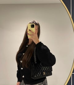 Chanel 1998 Black Quilted Lambskin Vintage Medium Classic Double Flap Bag