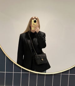 Chanel 1985 Black Quilted Lambskin Leather Square Mini Flap Bag