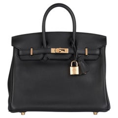 Hermès 2021 Black Swift Leather Birkin 25cm Retourne