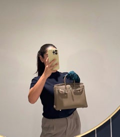 Hermès Etoupe Togo Leather Birkin 25cm Re