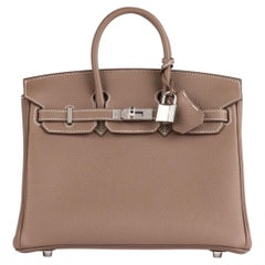 Hermès Etoupe Togo Leather Birkin 25cm Re