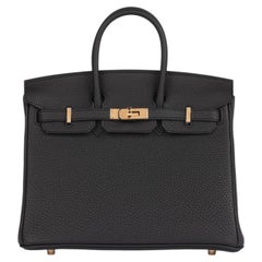 Hermès Black Togo Leather Leather Birkin 25cm Retourne