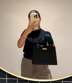 Hermès Black Epsom Leather Kelly 25cm Sellier