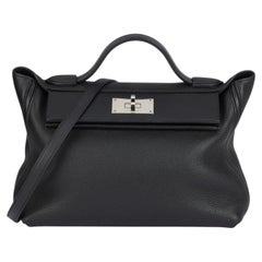 Hermès, schwarzes Togo- und Swift-Leder, 24/24, 29 cm