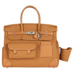 Hermès Sesame Swift Leather & Toile Canvas Cargo Birkin 35cm Retourne