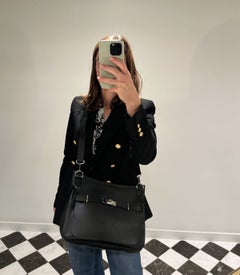 Hermès Black Clemence Leather Jypsiere 37cm