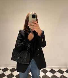 Chanel Black Quilted Caviar Leather Jumbo Classic Double Flap Bag