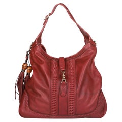 Gucci Burgundy Calfskin Leather Bamboo Tassel Large New Jackie Hobo