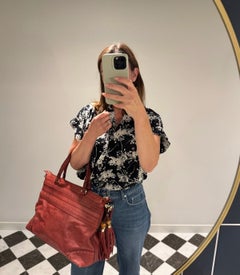 Gucci Burgundy Calfskin Leather Bamboo Tassel Large Shoulder Tote