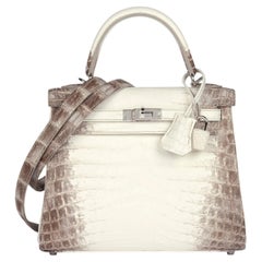 Hermès Blanc Himalaya Matte Niloticus Crocodile Leather Kelly 25cm Retourne