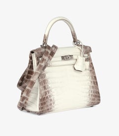 Hermès Blanc Himalaya Matte Niloticus Crocodile Leather Kelly 25cm Retourne