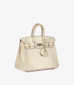 Hermès Blanc Himalaya Matte Niloticus Crocodile Leather Birkin 25cm Retourne