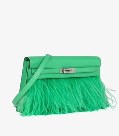 Hermès Vert Comics Chevre Chamkila Leather & Ostrich Feather Folie Kelly Elan
