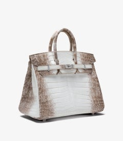 Hermès Blanc Himalaya Matte Niloticus Crocodile Diamond Birkin 25cm Retourne