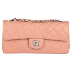 Chanel Pink Quilted Lambskin Leather East-West Classic Single Flap Bag