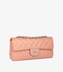 Chanel Pink Quilted Lambskin Leather East-West Classic Single Flap Bag