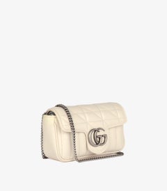 Gucci Ivory Geometric Quilted Calfskin Leather Super Mini Marmont