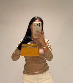 Hermès Sesame & Gris Meyer Ostrich Special Order HSS Kelly 20cm II Sellier