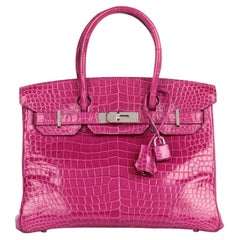 Hermès 2013 Rose Scheherazade Shiny Porosus Crocodile Leather Birkin 30cm