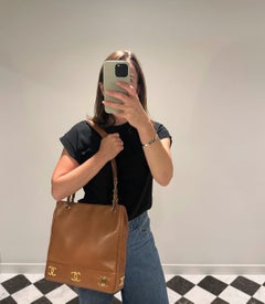 Chanel Terracotta Lambskin Leather Vintage Jumbo Logo Trim Classic Shoulder Bag