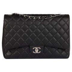 Chanel 2011 Black Quilted Lambskin Leather Maxi Classic Double Flap Bag