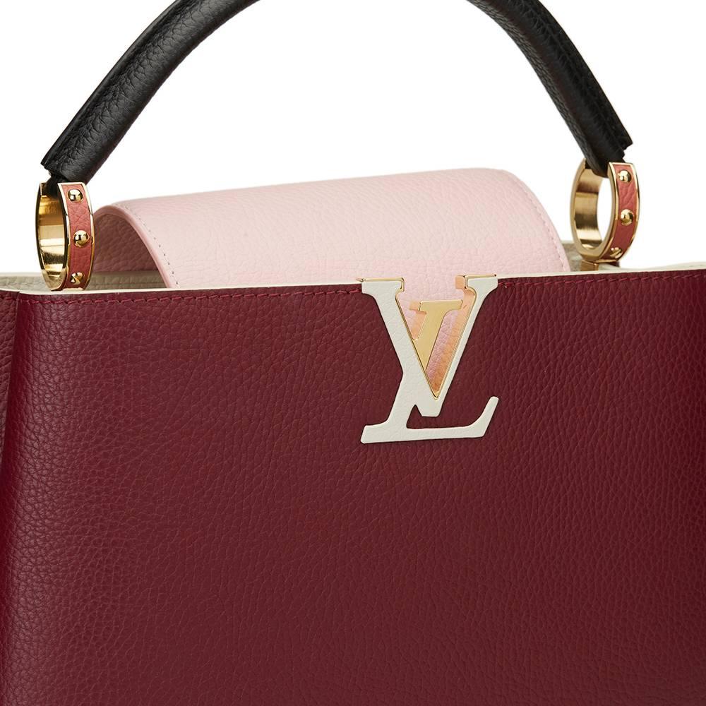 White 2016 Louis Vuitton Burgundy, Pink, Black & Ivory Taurillon Leather Capucines BB