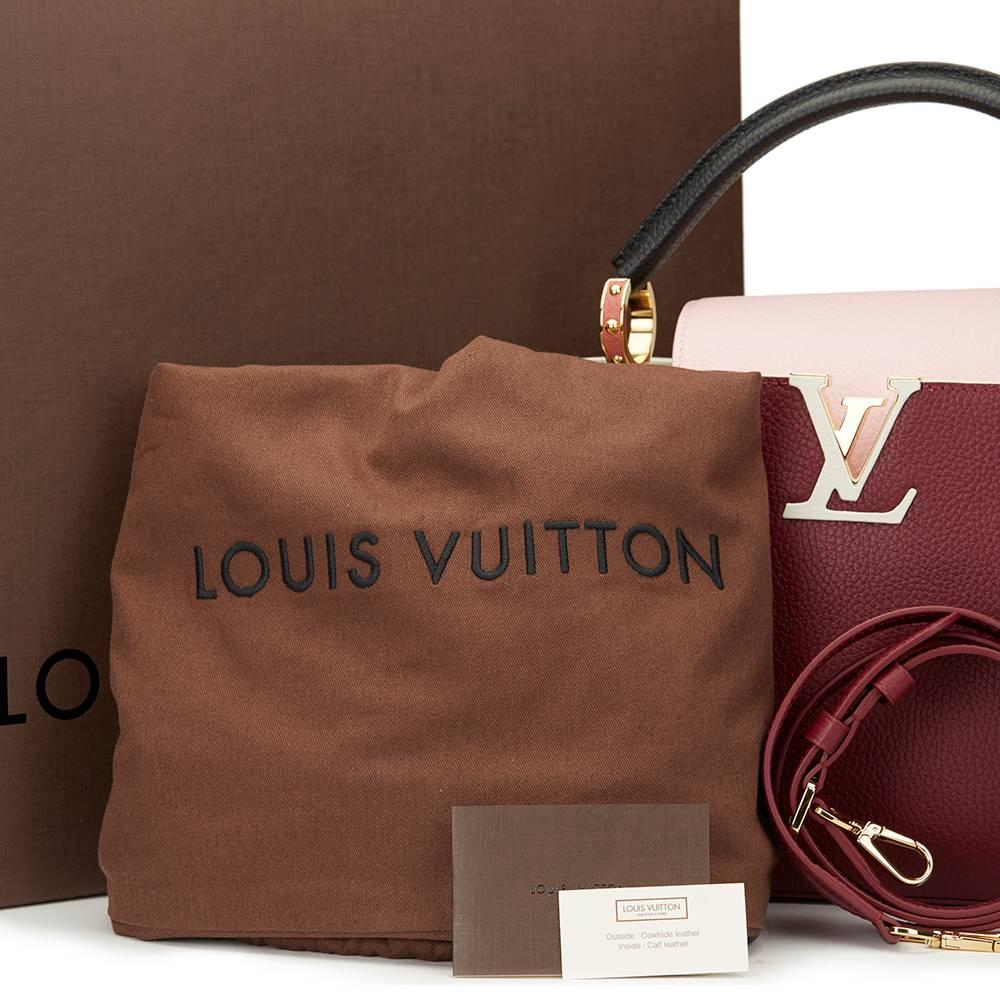 2016 Louis Vuitton Burgundy, Pink, Black & Ivory Taurillon Leather Capucines BB 1