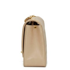 1990s Chanel Beige Quilted Lambskin Vintage Medium Diana Classic Single Flap Bag