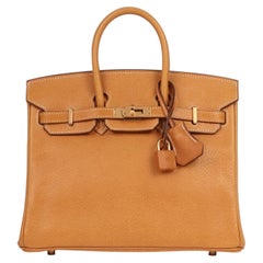 Hermès 2022 Toffee Peau De Porc Leather Birkin 25cm Retourne - Unworn