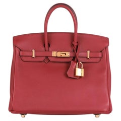 Hermès 2016 Rouge Vif Swift Leather Birkin 25cm Retourne