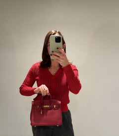 Hermès 2016 Rouge Vif Swift Leather Birkin 25cm Retourne
